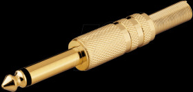 Jack plug, 6.3 mm mono, gold-plated