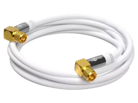 SAT-90-F/F-1000-WH Kabel 10m F wtyk kątowy, z obu stron PVC ekranowane złącza