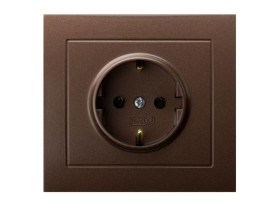 KIER Gniazdo pojedyncze z uziemieniem schuko brązowy metalik GP-1WS/52 OSPEL