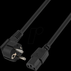 7102-1,0M-UF Mains cable, UltraFlex, earthed plug, C13, 1.0 m, black