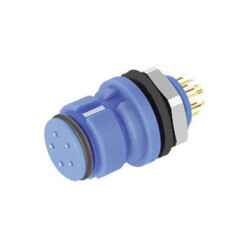 Binder 99 9212 060 04 Female Panel Mnt 4 Pin Blue Code with Solder Termination