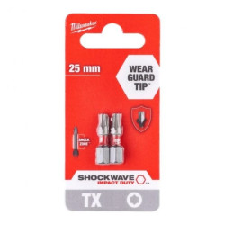 Bity udarowe do wkrętarki TORX TX15 25mm 1/4 SHOCKWAVE 2szt MILWAUKEE