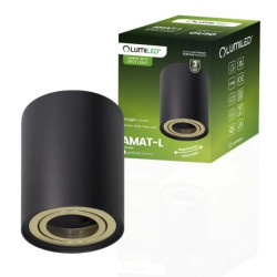 Oprawa Natynkowa HALOGENOWA Spot Tuba Ruchoma AMAT-L GU10 Okrągła CZARNO-ZŁOTA 115mm LUMILED