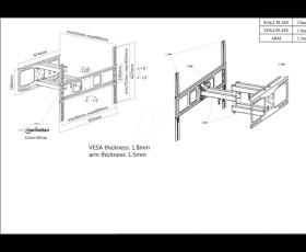 461405 TV wall bracket, 13" - 43", 20 kg tilt/swivel