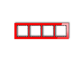 DECO Ramka 4 poczwórna uniwersalna - efekt szkła (ramka: czerwona: spód: grafitowy) czerwony 17-11-DRS-4 KARLIK