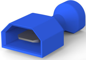 Insulated flat plug sleeve, 6.35 x 0.81 mm, 1.31 to 2.08 mm², AWG 16 to 14, brass, tin-plated, blue, 3-521191-2