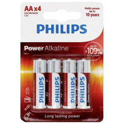 Philips 1545 Power LR6 AA 1.5V Batteries 4-pack High Energy Output