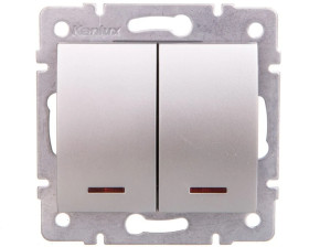 LOGI Łącznik dwugrupowy świecznikowy z LED śrubowy 10AX 250V srebrny 021120143 25198