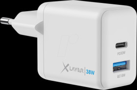 219850 USB charger QC 3.0, 38 W, UPS-C/A, white