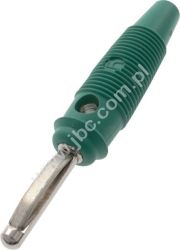 VQ 30 GN Wtyk izolowany 4mm spręż., przyłącze lutowane, z poprzecznym otworem 4mm, elastyczna odgiętka, zielony, Hirschmann, 930