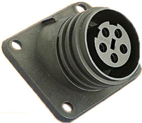 Panel socket, 4 pole, screw connection, screw locking, straight, PX0941/04/S