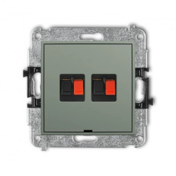 ICON Mechanizm gniazda głośnikowego podwójnego, bez pola opisowego szałwiowy 61IGGBO-2