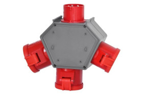 Rozdzielnica POLYBOX - wtyk odbornikowy 16A 5p, gniazda 2x16A 5p, 32A 5p