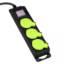 Przedłużacz ogrodowy/budowlany IP44 3 gn. włącznik czarny 3m VA0376-3 Vayox