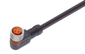 RKMWV/LED A 3-224/15 M sw, przewód 3x0,34mm2 z gniazdem M8 kątowym z sygnalizacją LED (PNP NO), izolacja PUR czarna, LUMBERG 443