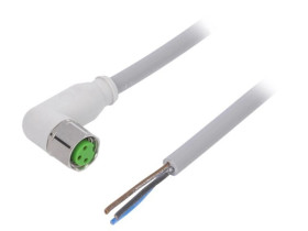 Złącze okrągłe M8 żeńskie kątowe z wolnym końcem przewodów 3pin 7014-08081-2100500