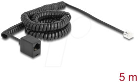 90114 Telephone cable / coiled cable, RJ11 plug / RJ45 socket, 5 m
