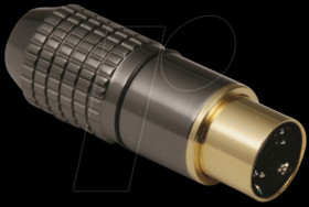 0204022 mini-din plug, 8-pol, metal, gold plated