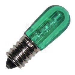 E14 - zielona 12V /14V LED 0.25W Fi.16x45 DC/AC Żarówka kolorowa - zielony LED E14 12V-14V 0,25W