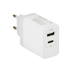 Ładowarka - zasilacz 5V/3A 9V/2A 12V/1,5 PD3.0/30W sieciowy USB+USB-C / 76-005