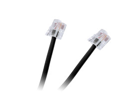 Przewód telefoniczny wtyk - wtyk 6c4p 6m czarny