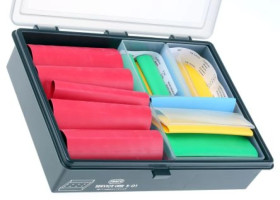 Zestaw tulei kablowej Blue, Red, White, Yellow Poliolefina, 2:1, 3:1 Shrink Ratio RS PRO 12.7 mm, 19.1 mm, 25.4 mm,