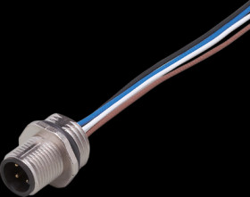 Panel plug, M12, 4 pole, strand connection, straight, E10411