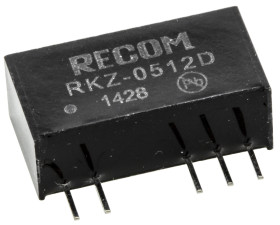 Przetwornica DC-DC, 2W, Uwe 4,5 → 5,5 V DC, Uwy ±12V dc, Iwy ±84mA, Recom