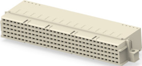 Female connector, type E, 160 pole, a-b-c-d-e, pitch 2.54 mm, solder pin, angled, gold-plated, 374380-E