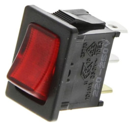 Przełącznik kołyskowy podświetlany 230V, czerwony stabilny ON-OFF