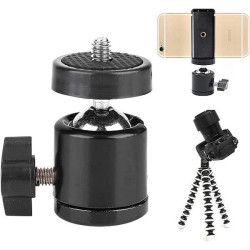 Mini głowica kulowa 360 - obrotowa - na śrubę 1/4 cala z otworem 3/8 cala.