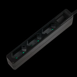 LPS229B Socket outlet 3-way, slim, 1.5m, black