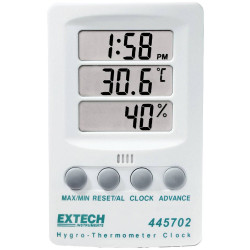 Extech 445702 Thermo-Hygrometer White Wall/Table Mount Alarm Min/Max