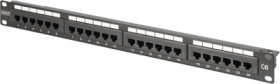 Patch panel, 24 x RJ45, horizontal, 1 row, (W x H x D) 428 x 44 x 109 mm, black, DN-91624U-CR
