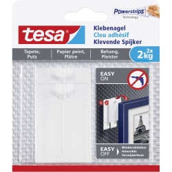 tesa 77776-00000-00 Self-adhesive Nail white 2pcs tool-free 2kg hold reusable
