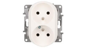 Niloe Gniazdo Podwójne Z/U 16A Bez Przesłon, Zaciski Śrubowe, Białe 764562