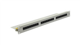 Patch Panel Rack 19 Kat.6 24P Utp Z Półką 1U Szary