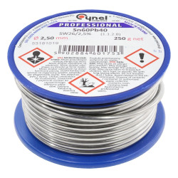 Cyna lutownicza z topnikiem SW26 - 2.5mm - spoiwo Sn60Pb40 Cynel 250g