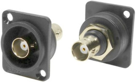 Złącze BNC, 50, Żeńskie, męskie, Śruba, Montaż na panelu