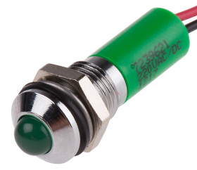 Wskaźnik do montażu panelowego 220V ac Zielony Srebrny Drut przewodu RS PRO IP67