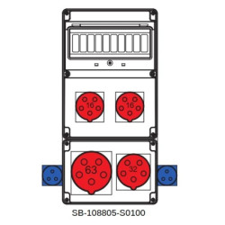 Rozdzielnica 1x5x63A 1x5x32A 2x5x16A 2x3x16A INA=63A IP54 SB-108805-S0100-54