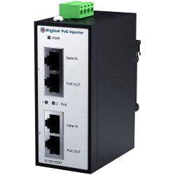 Anybus AWB4006 PoE Injector RJ-45 IP30 2 Ports 12-57V DC 30W Per Port