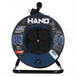 Przedłużacz budowlany zwijany na bębnie Rozgałęźnik na 4 gniazda [2P+Z] 230V IP44 na kablu OW 3x2,5mm2 40m HAND