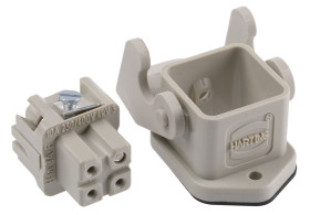 Wzmocnione złącze zasilania 3 + PE-pinowe HARTING 10A 230 → 400 V. Żeński