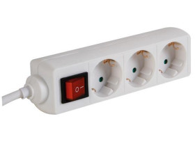 Velleman 3-way socket-outlet with switch - german socket