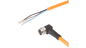 Złącze Kablowe Gniazdo Kątowe M8 3-Pinowe Druga Końcówa Niezarobiona 5M...