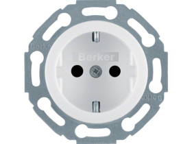 BERKER Serie 1930/Glas Gniazdo schuko z podwyższoną ochroną styków samozaciski biały 4755 HAGER