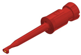 Miniature clamp test probe, red, max. 2 mm, L 57.5 mm, CAT O, solder connection, 931467101