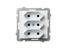 SONATA Gniazdo potrójne bez uziemienia EURO białe GP-3R/m/00 OSPEL