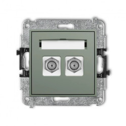 MINI Mechanizm gniazda antenowego podwójnego typu F (SAT) niklowany szałwiowy 61MGF-2